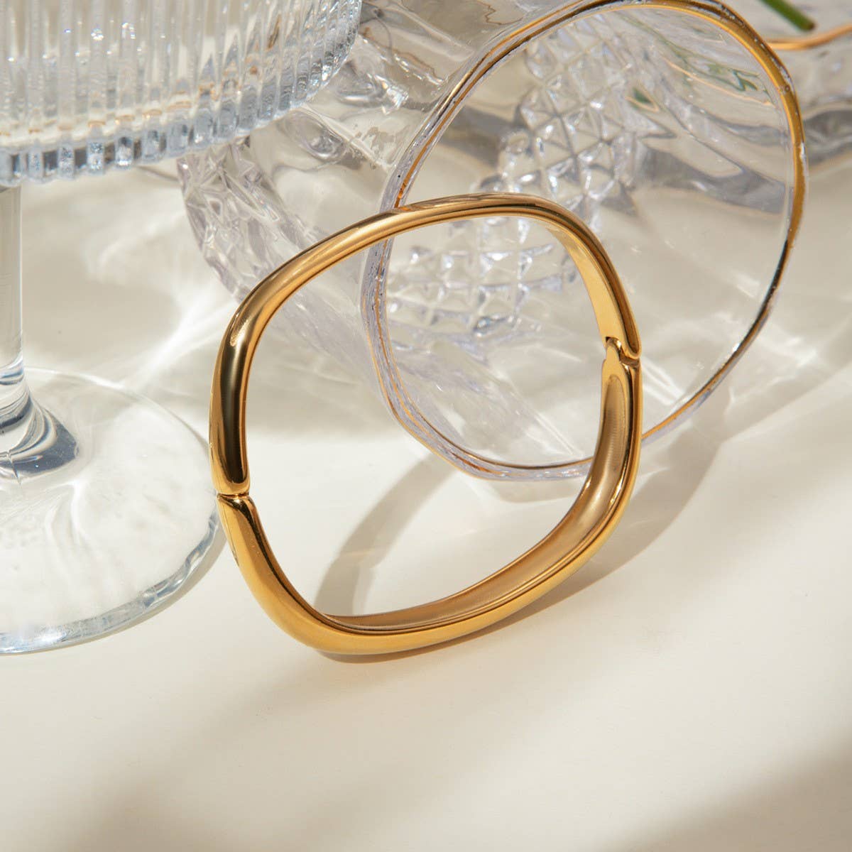 Minimalist Irregular Square Clasp Cuff Bracelet