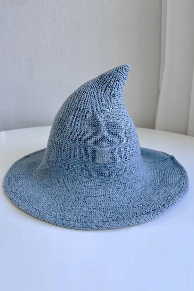 Halloween Knit Witch Hat, Wide Brim Pointed Top_CWAH0616