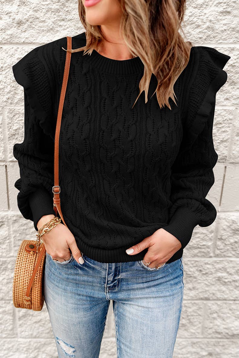 THICKENED SOLID COLOR LOOSE LONG-SLEEVED SWEATER