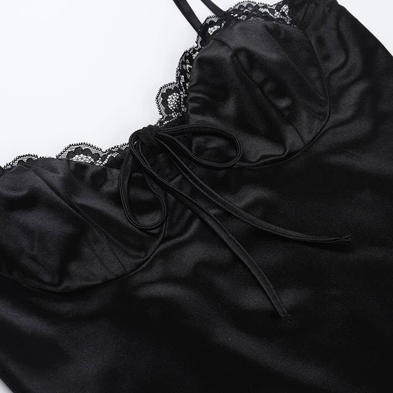 Sexy Lace-Panel Backless Tank Top