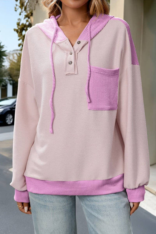 CWOHOL00601_COLORBLOCK TWIST STRIPE LOOSE HOODIE