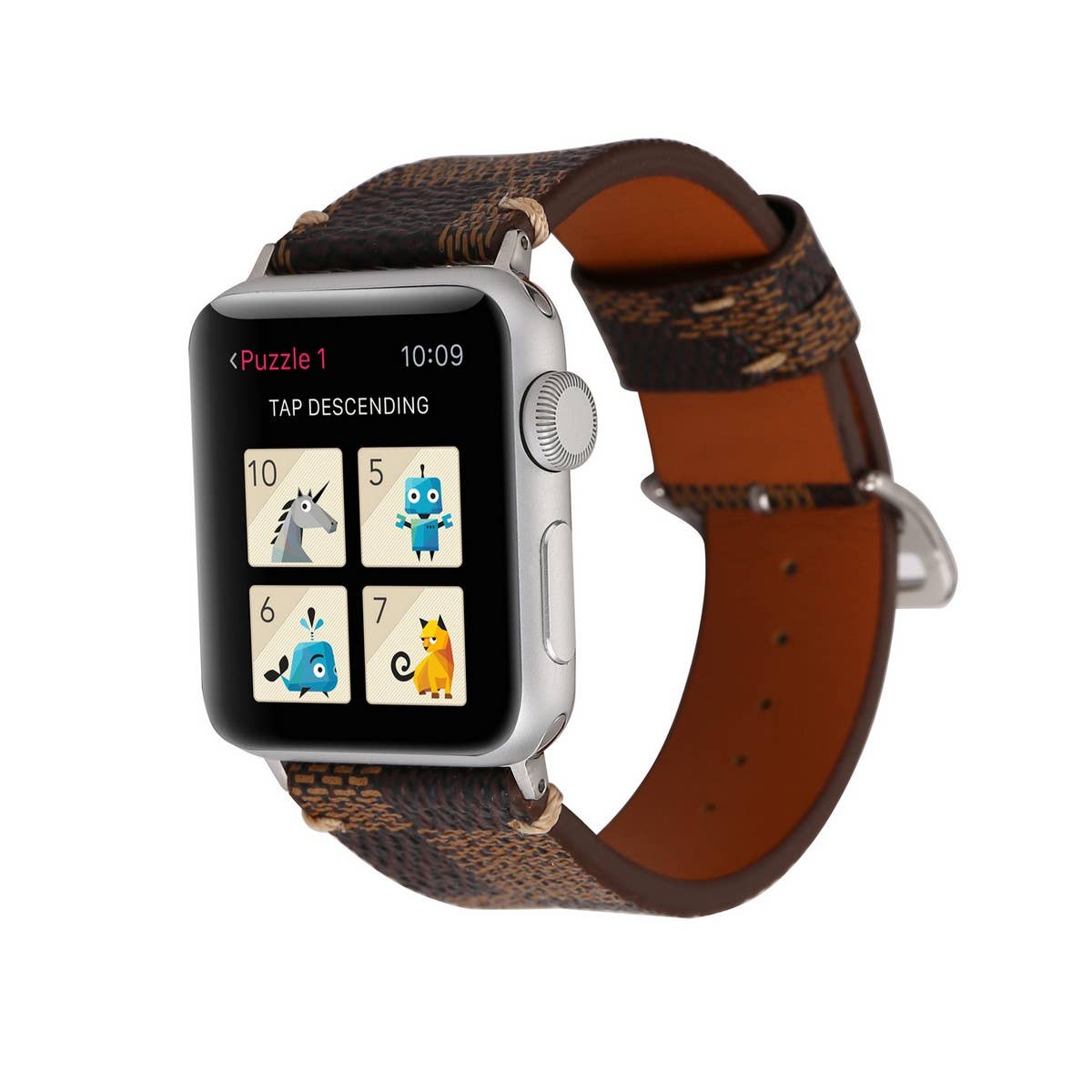 APPLE WATCH9 STYLISH PLAID LEATHER STRAP_CWASC1579