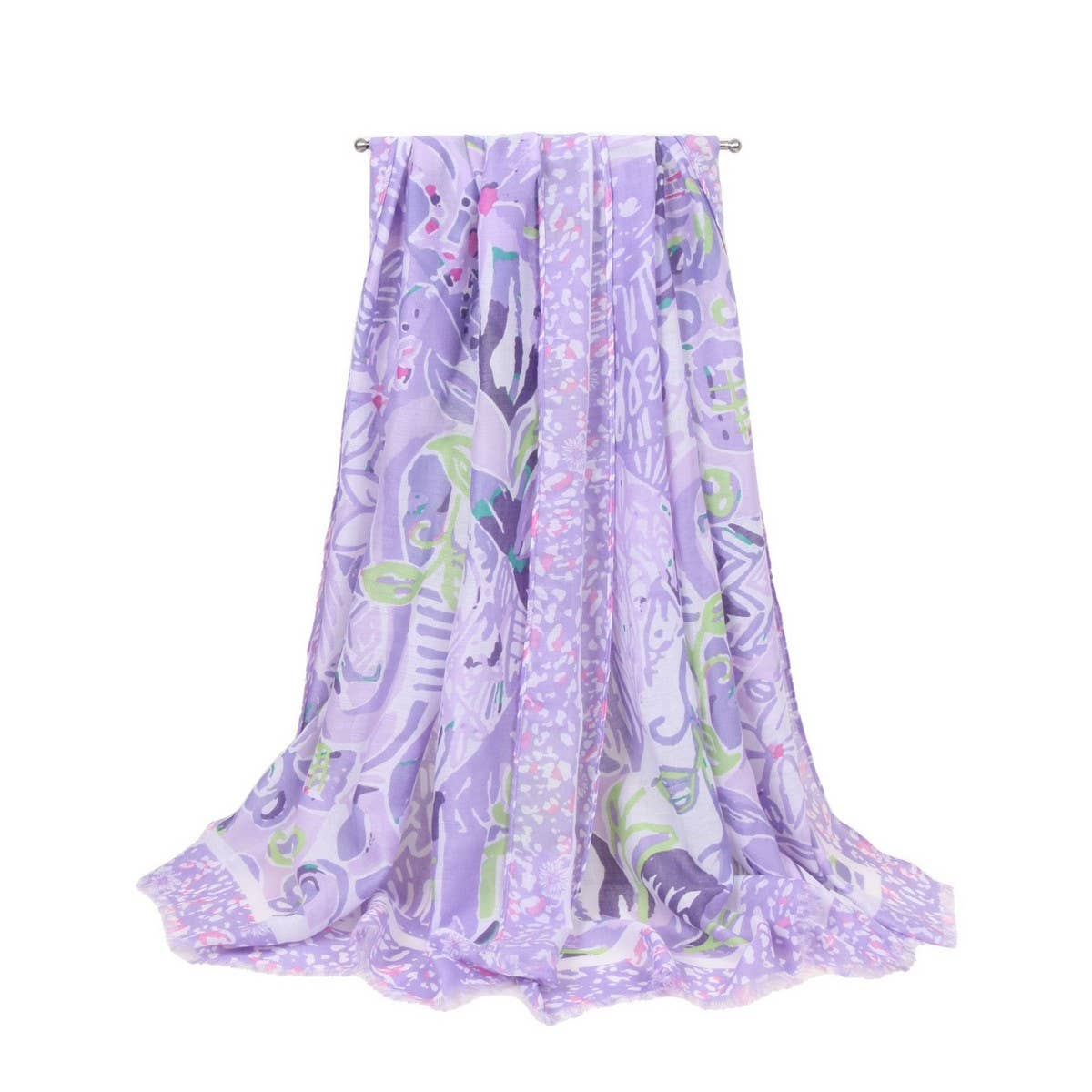 UV Protection Silk Scarf - Floral Beach Shawl