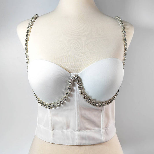 HIGH-END HERRINGBONE BRA WITH RHINESTONE WAIST