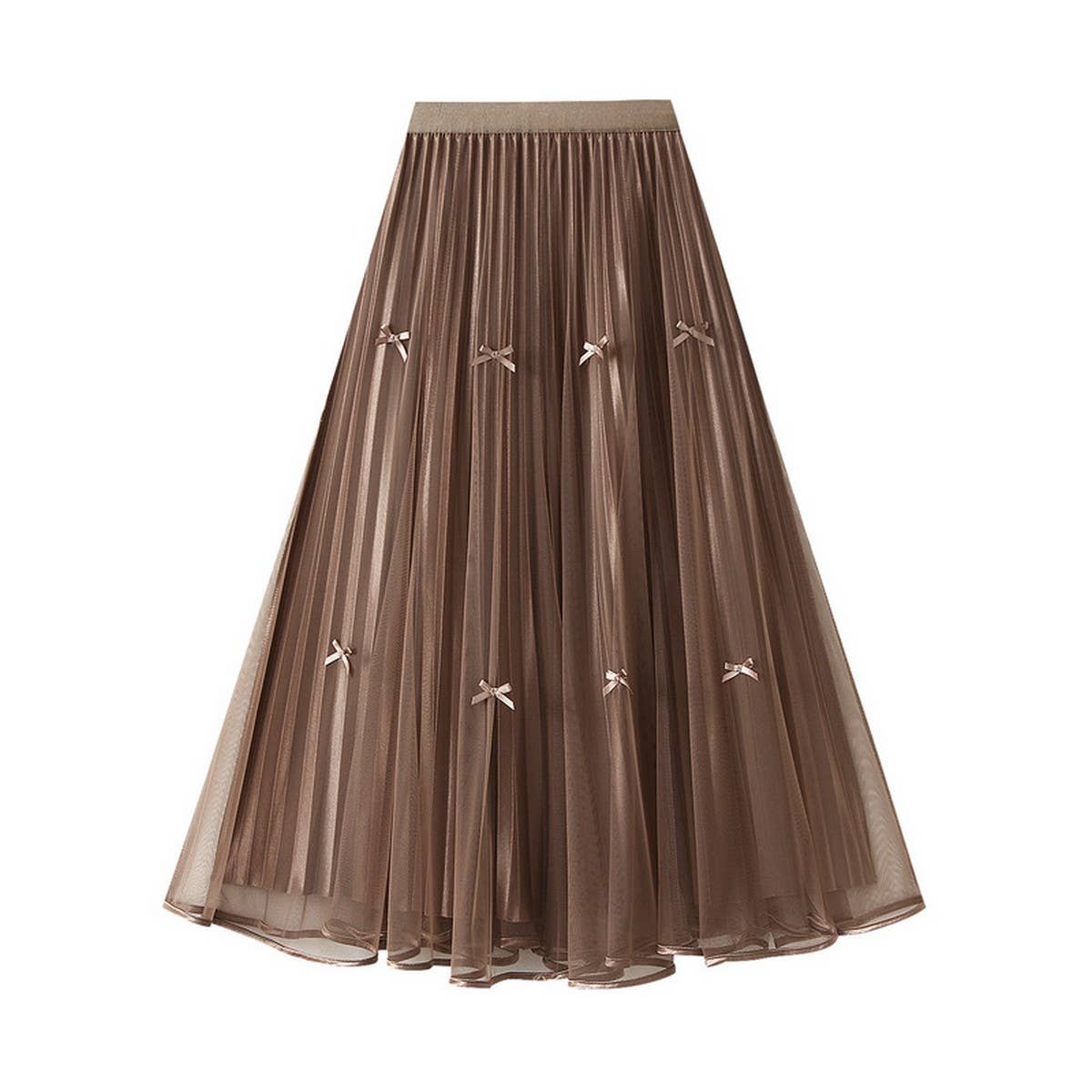 BOWKNOT MESH SKIRT SMALL CLEAR SWEET A-LINE SKIRT_CWBMS0304