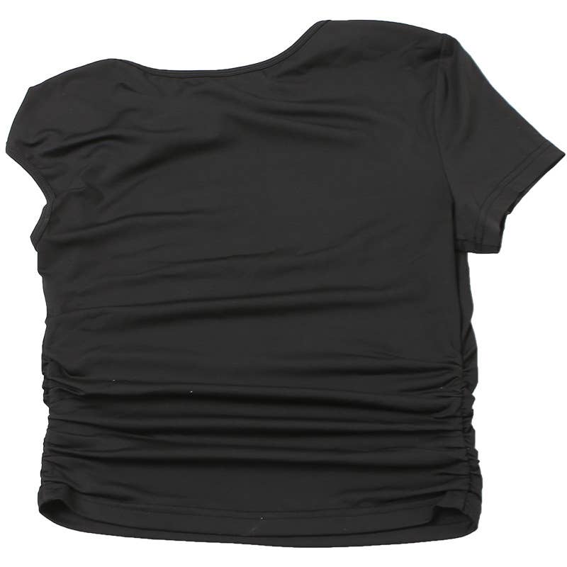 Solid One Shoulder Crop Top