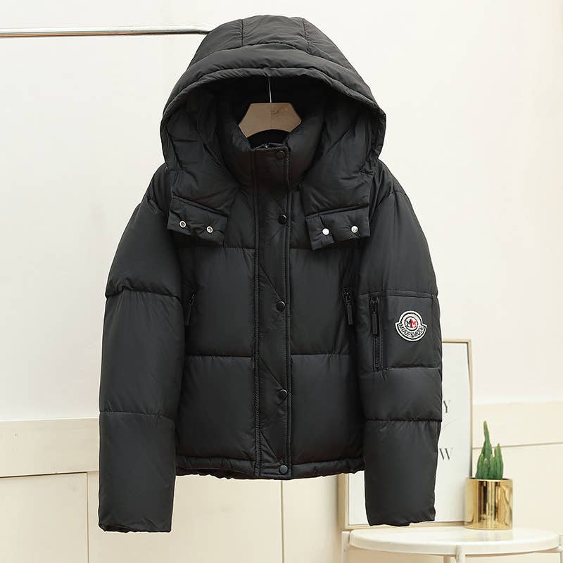 Standing collar and hat thick warm padded jacket