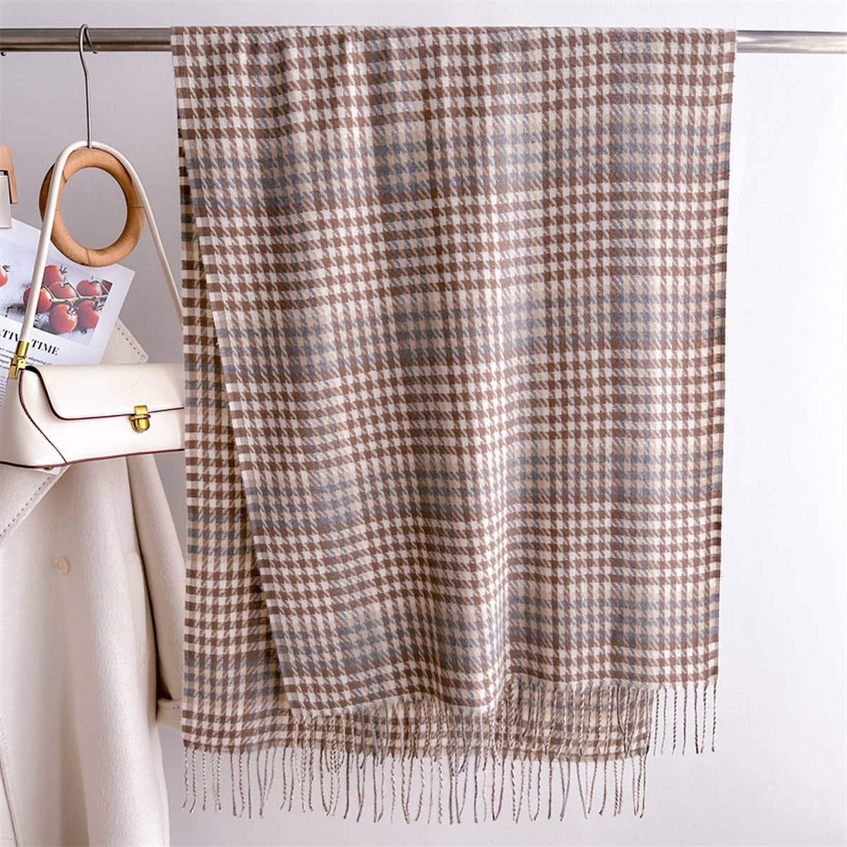 Woven Plaid Fringe Shawl Wrap for Fall Winter_CWASC2752
