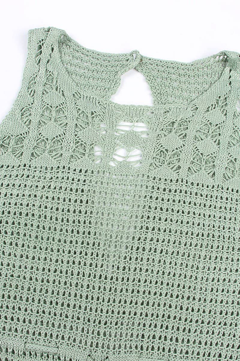 CWDMD4725_CUTOUT TIE TASSEL BEACH BIKINI COVER UP DRESS