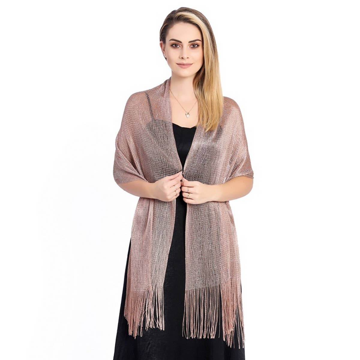 FASHIONABLE GOLD AND SILVER SILK SHAWL