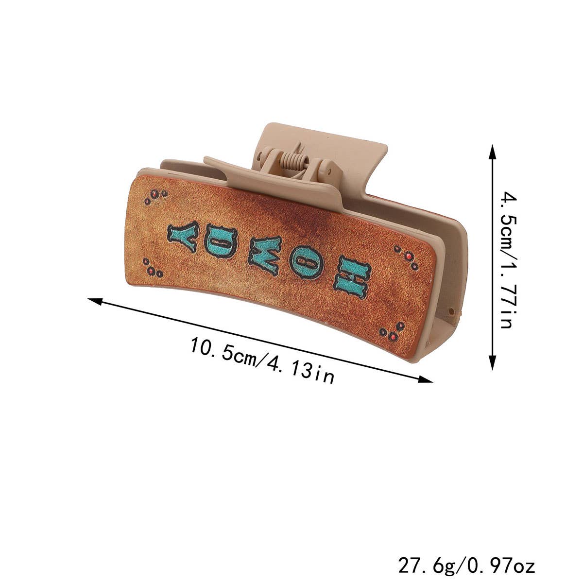 Western Cactus Sunflower Hair Claw - Leather Clip