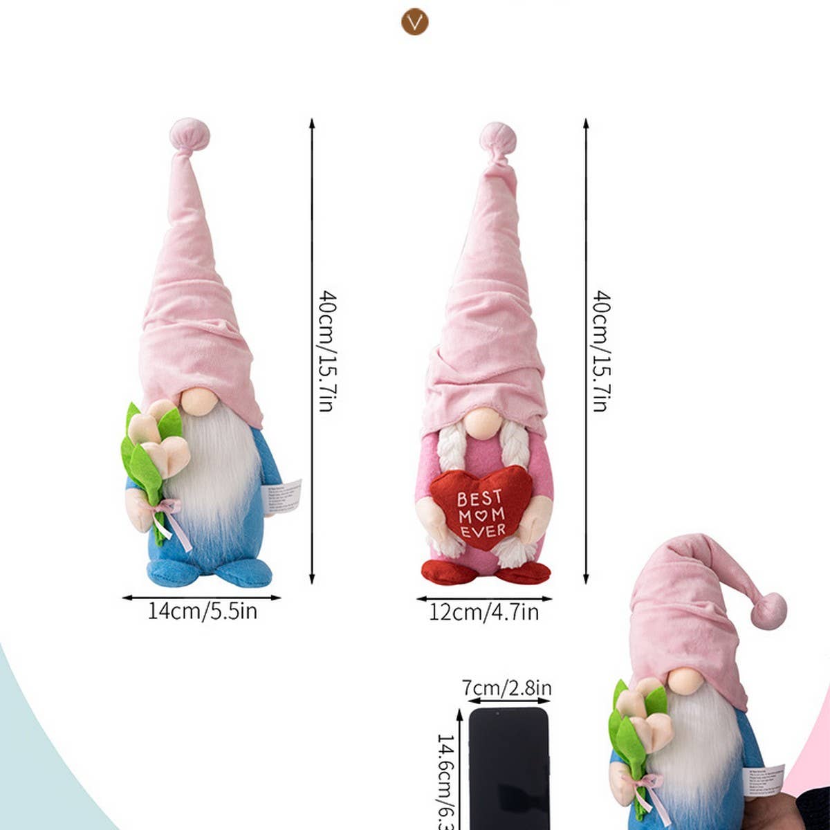 CWMM10346_TULIP GNOME DOLL WITH HEART RUDOLPH DECOR