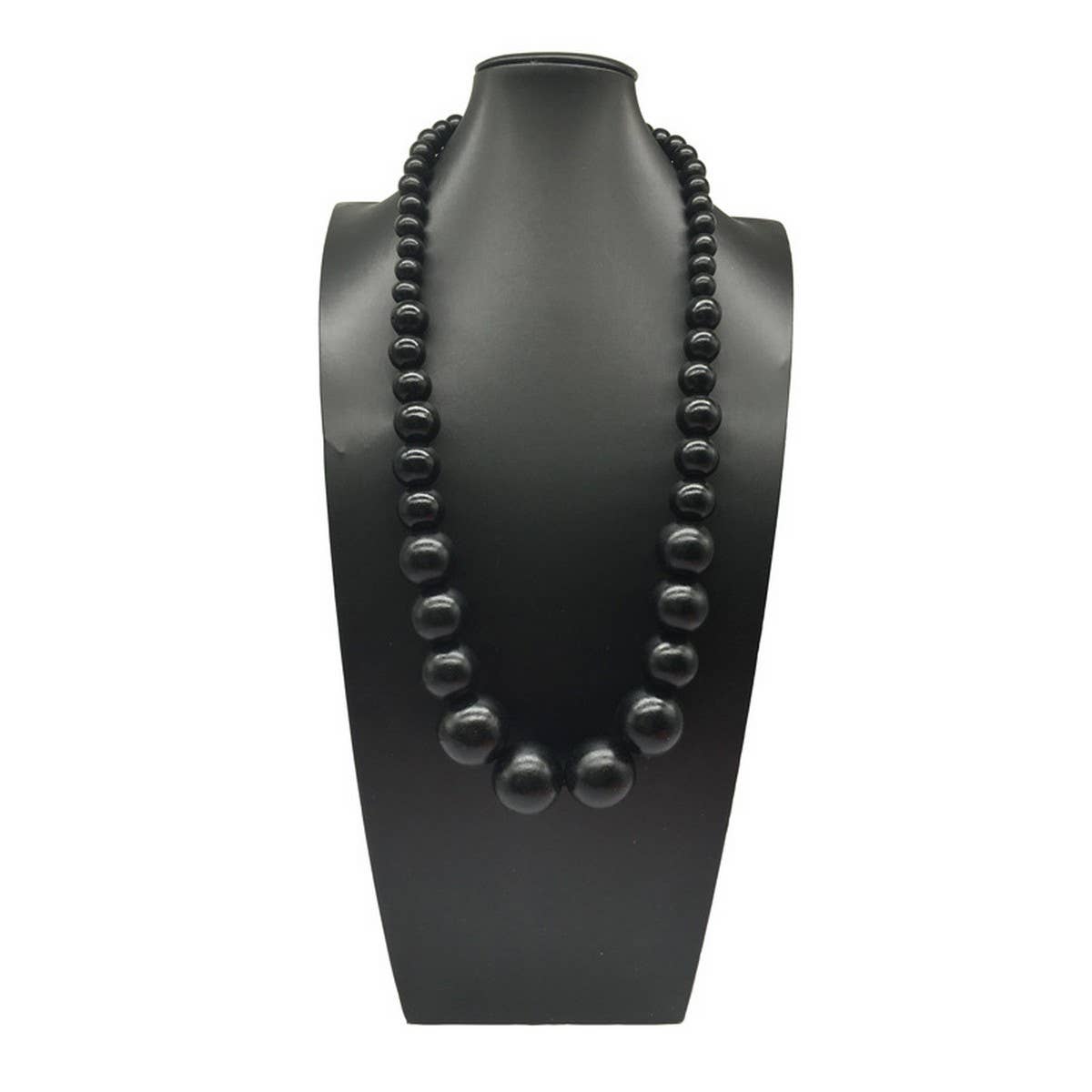 COLORFUL WOODEN LARGE ROUND BEAD LONG NECKLACE