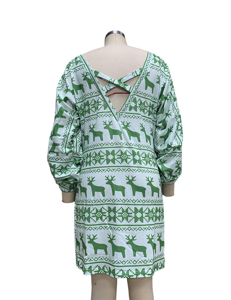 MOOSE PRINT BACKLESS T-SHIRT DRESS
