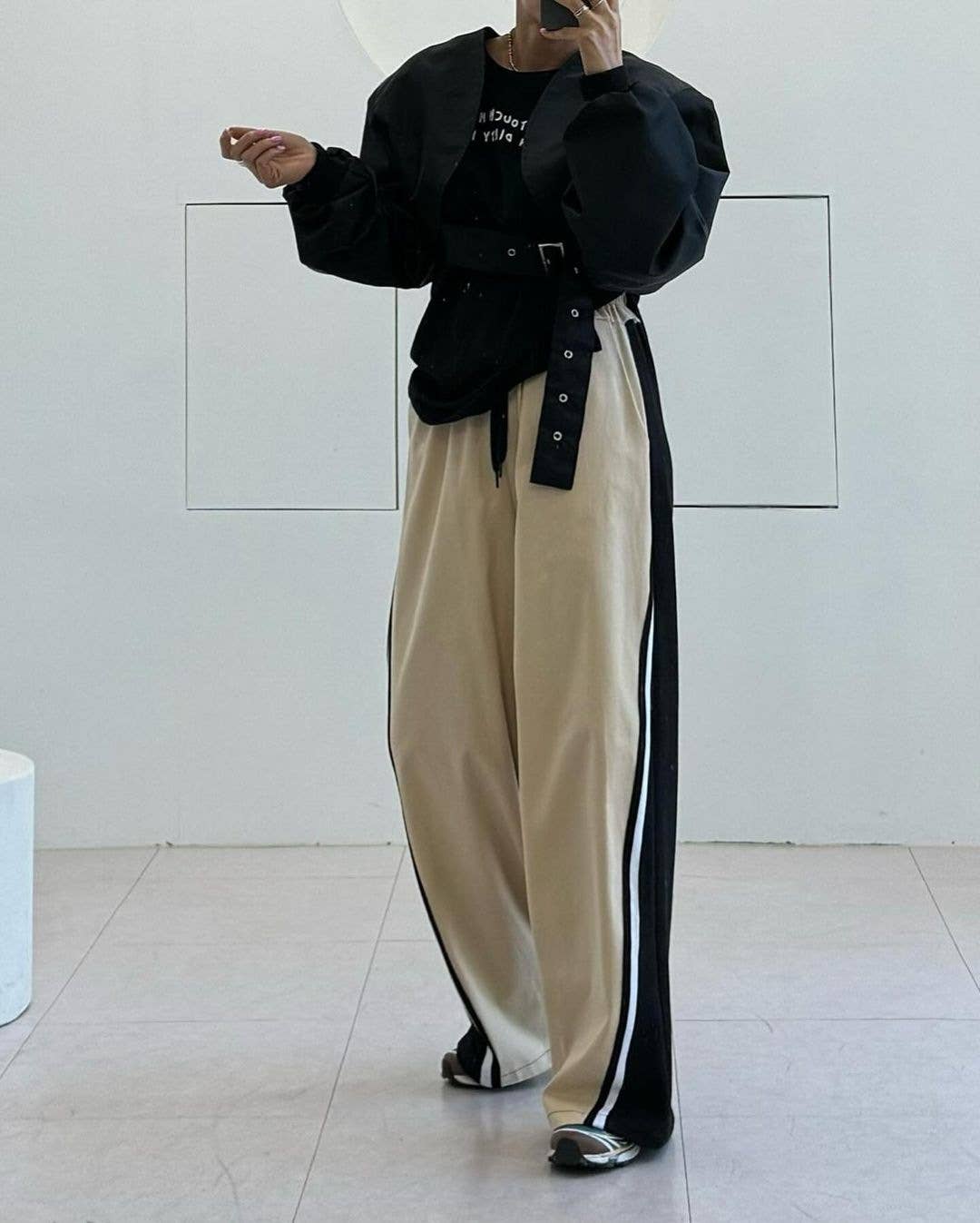 PATCHWORK ELASTIC-WAIST SPORTS SWEATPANTS