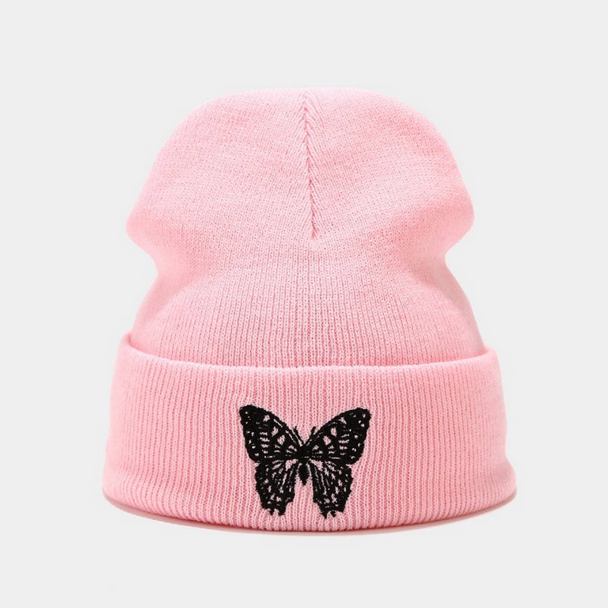 BUTTERFLY EMBROIDERY ALL-MATCH WARM KNITTED HAT_CWAH2132