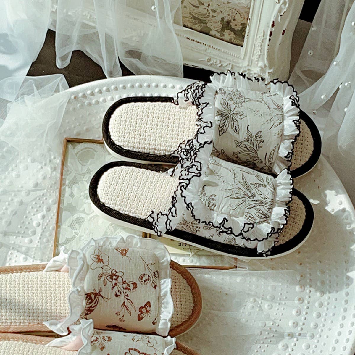 WOMEN'S INDOOR NON-SLIP BREATHABLE LINEN SLIPPERS