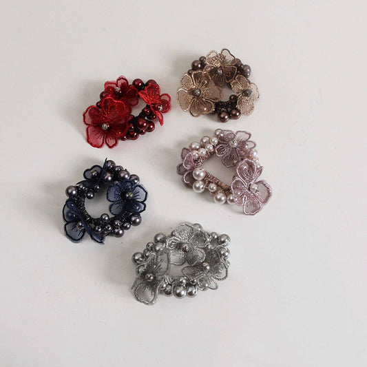 Boho Pearl Flower Hair Tie Elegant Fairy Style_CWAHA6781