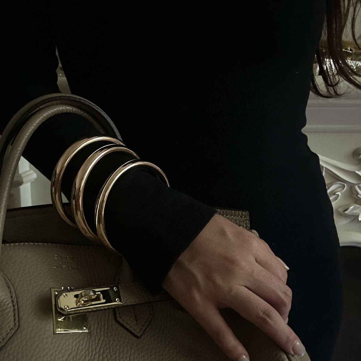 DESIGN GEOMETRIC SQUARE POLISHED RING BRACELET