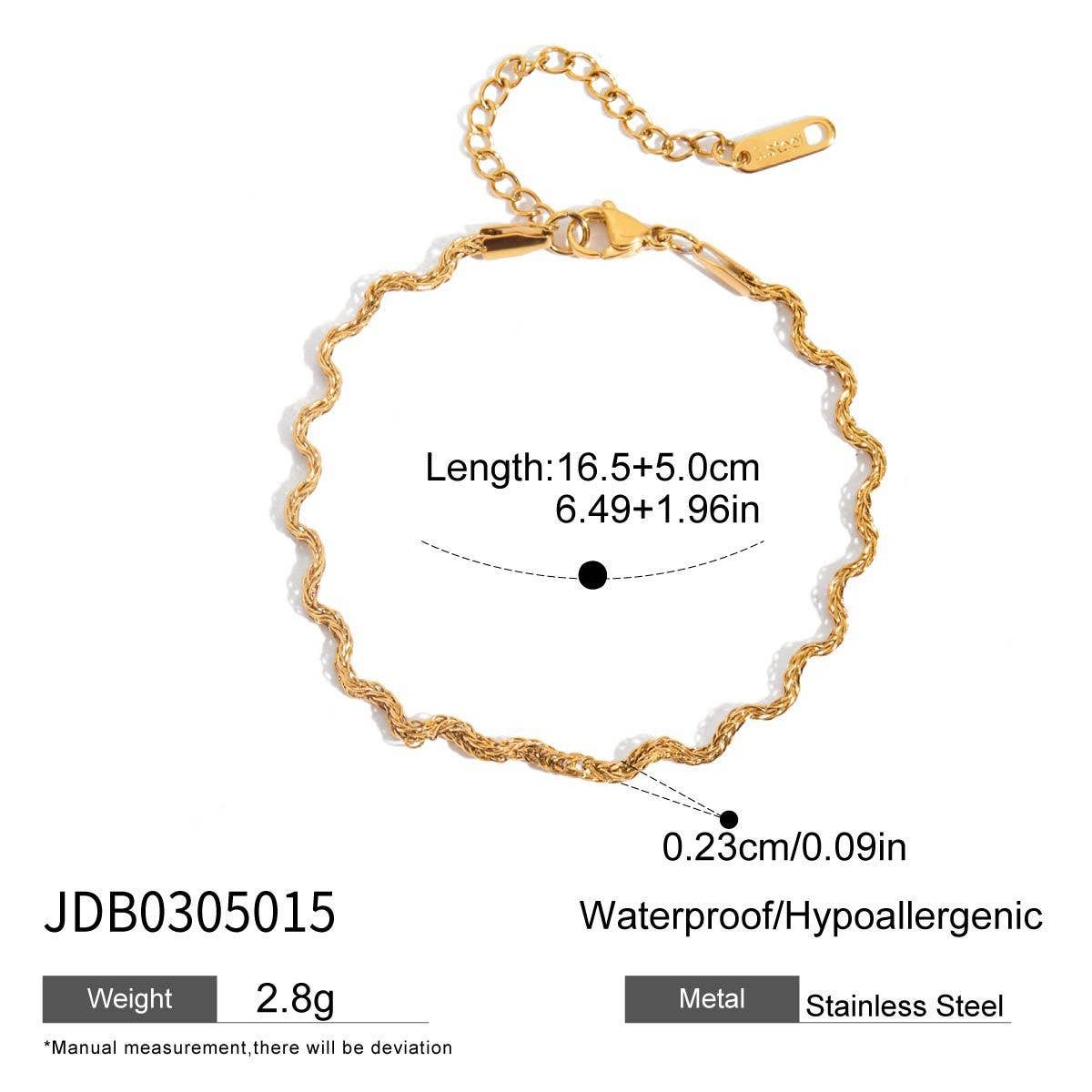 Classic 18K Gold Matte Flat Chain Bracelet