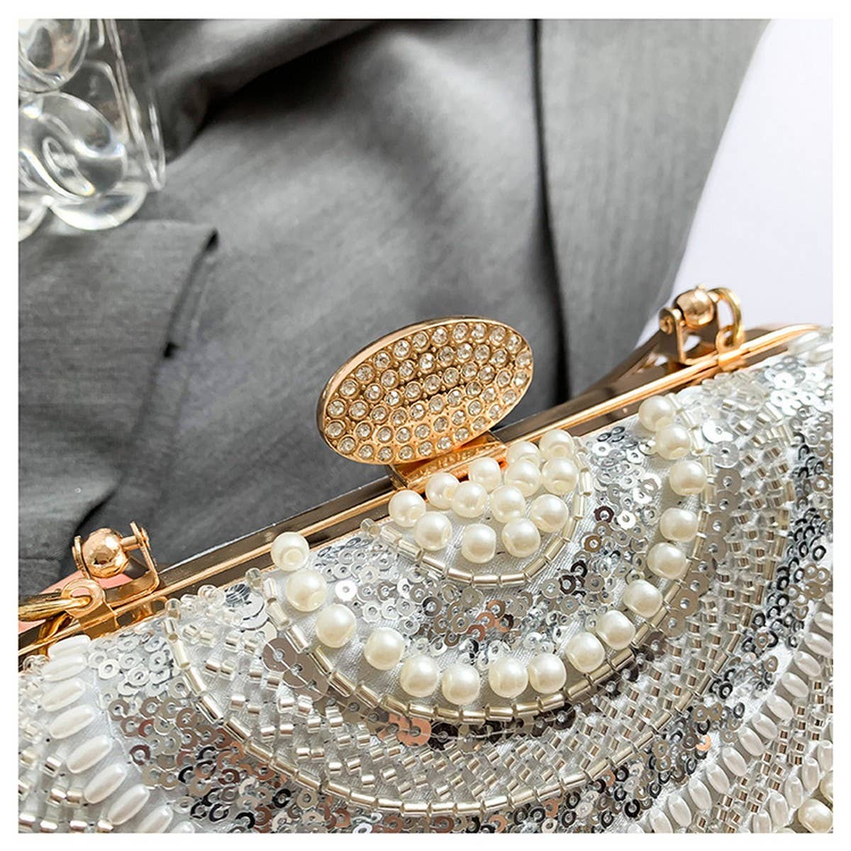 BEADED SEQUIN CELEBRITY HANDHELD EVENING CLUTCH _CWAB3246