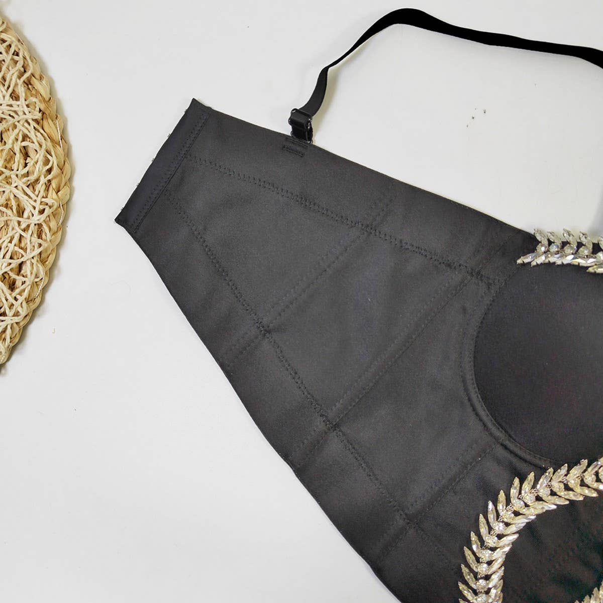 LEAF RHINESTONE HIGH-END HERRINGBONE CORSET_CWMM4178