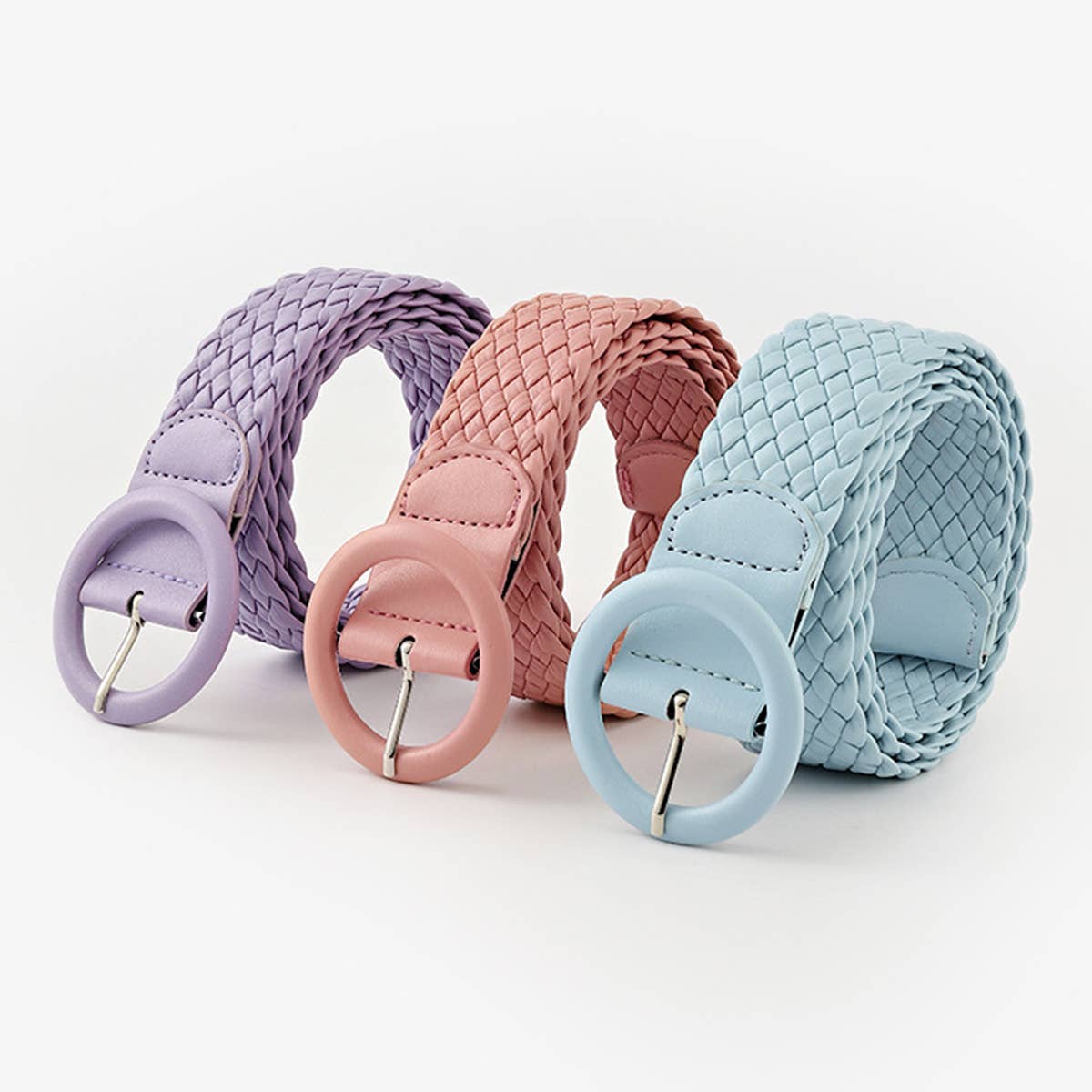 ROUND BUCKLE WOVEN BELT_CWABE0112