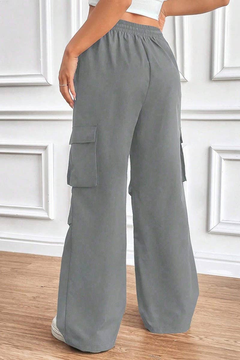 CWBLP1886_DRAWSTRING HIGH WAIST LOOSE COMMUTER OVERALLS