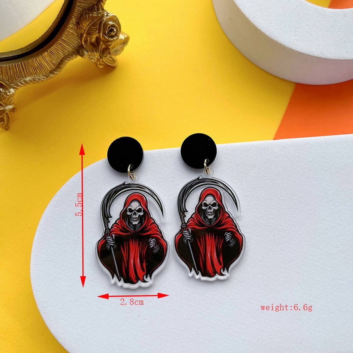 FUNNY HORROR SKULL GHOST EARRINGS