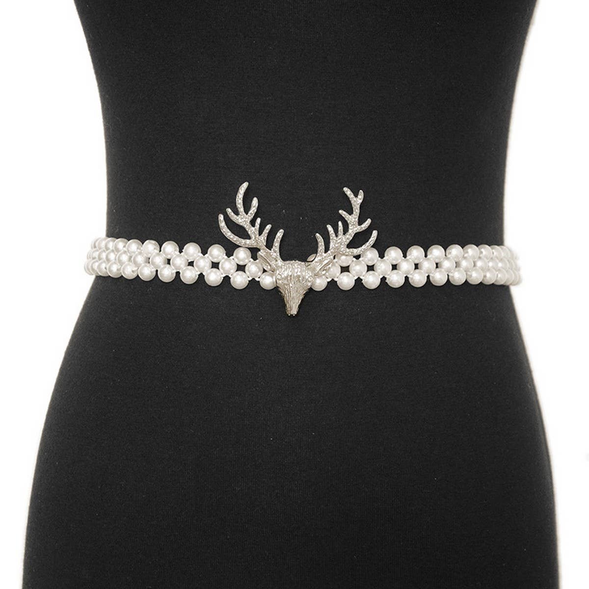 ELEGANT DEER HEAD BUCKLE PEARL WAIST CHAIN_CWABE0506