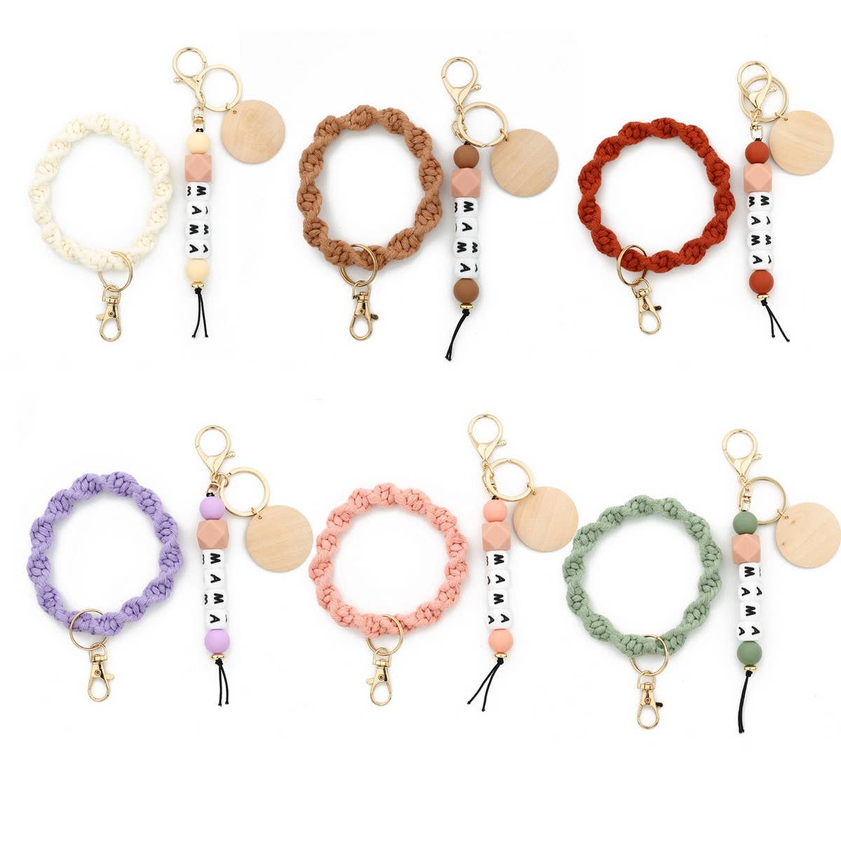 MAMA Letter Braided Silicone Bead Keychain