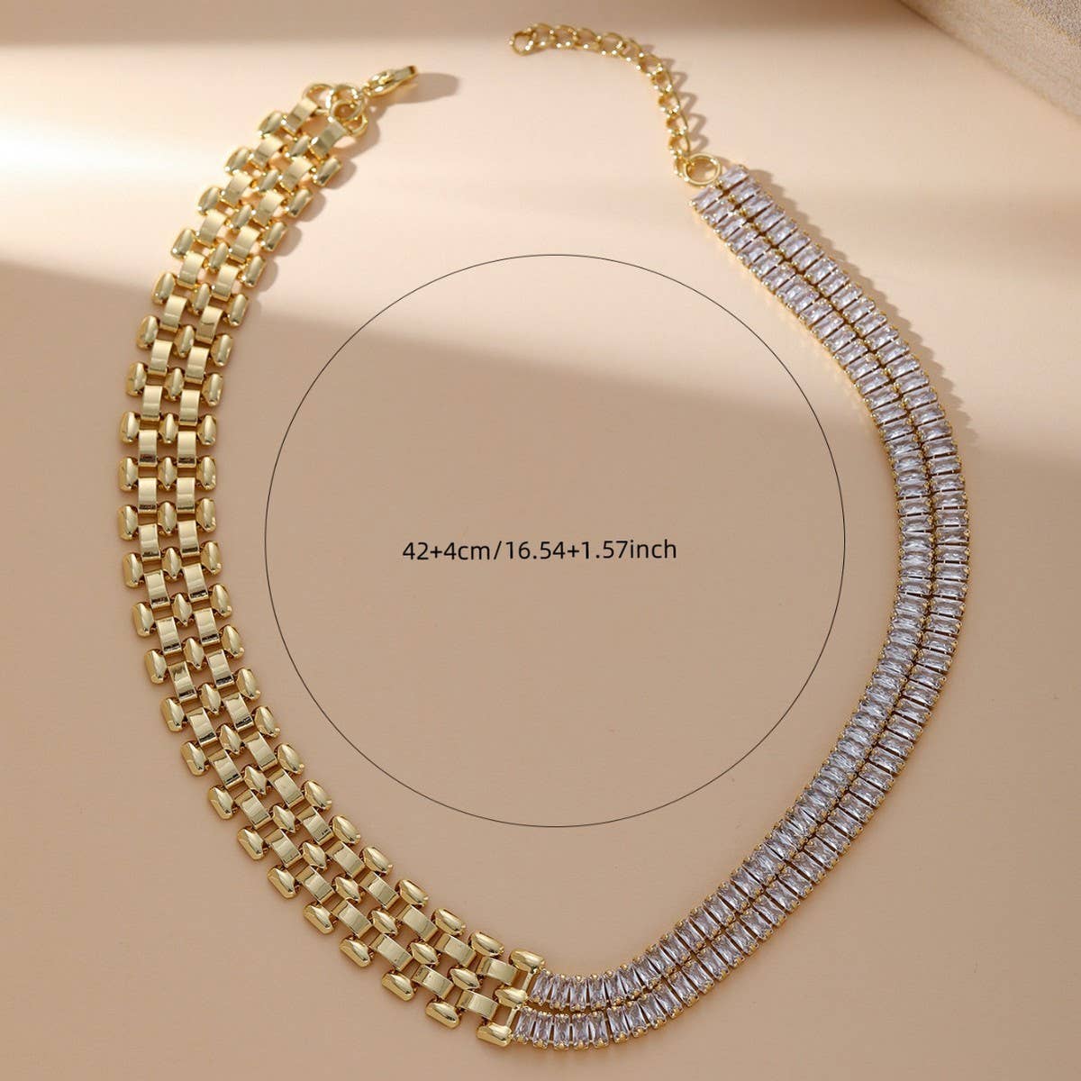 DIAMOND CHAIN MOSAIC GEOMETRIC CLAVICLE NECKLACE