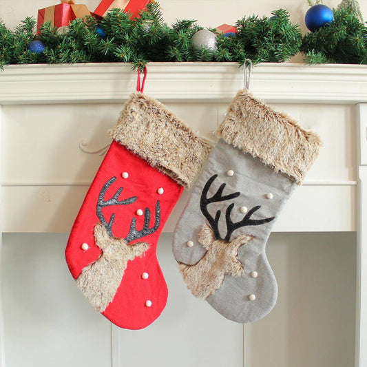 CHRISTMAS DECORATIONS CUTE DEER HEAD CANDY SOCKS