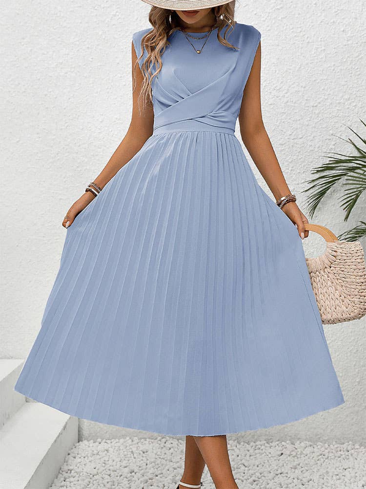 SOLID COLOR DRESS WITH STRAP DESIGN