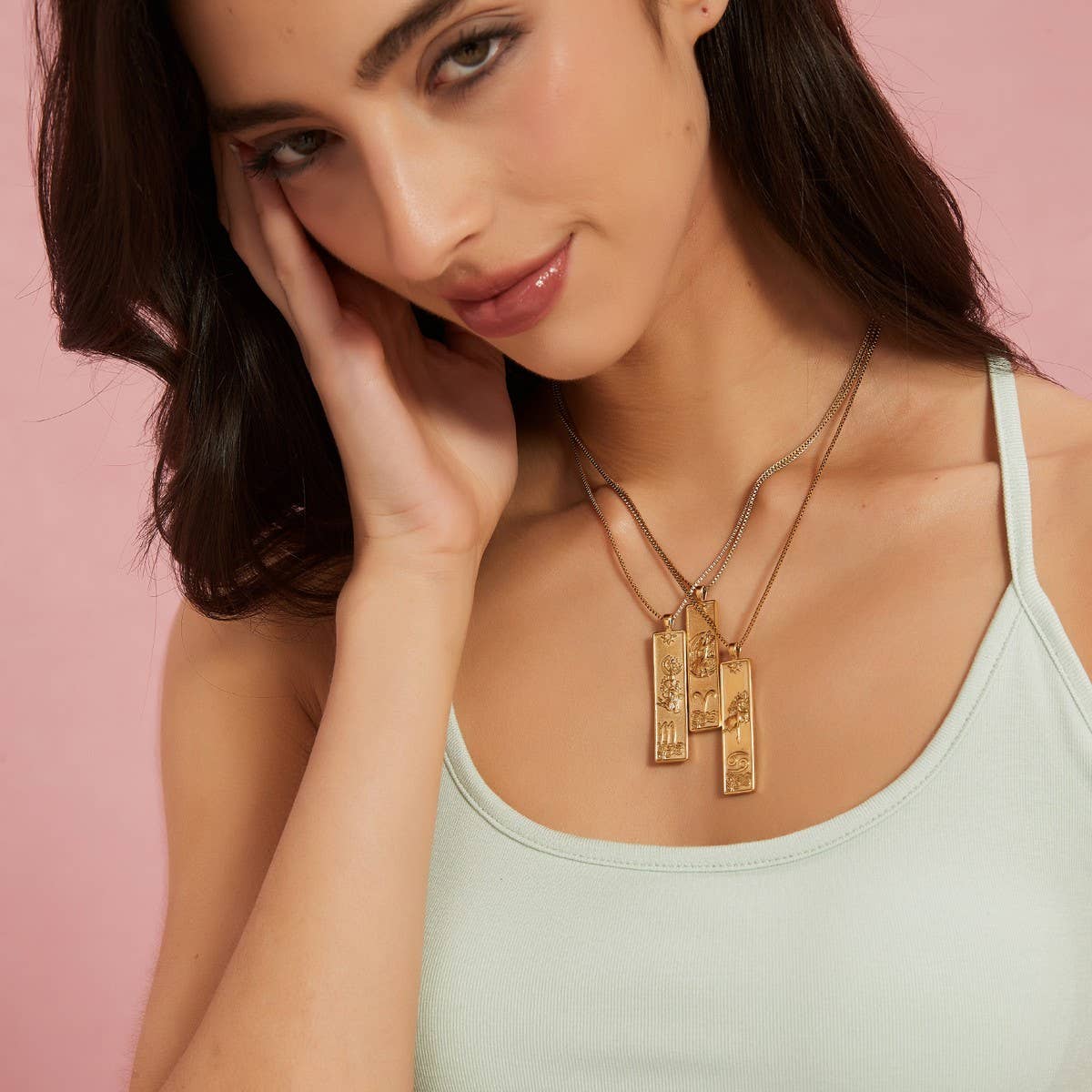 Zodiac Tag Necklace Stainless Steel Vintage Style_CWMM8868