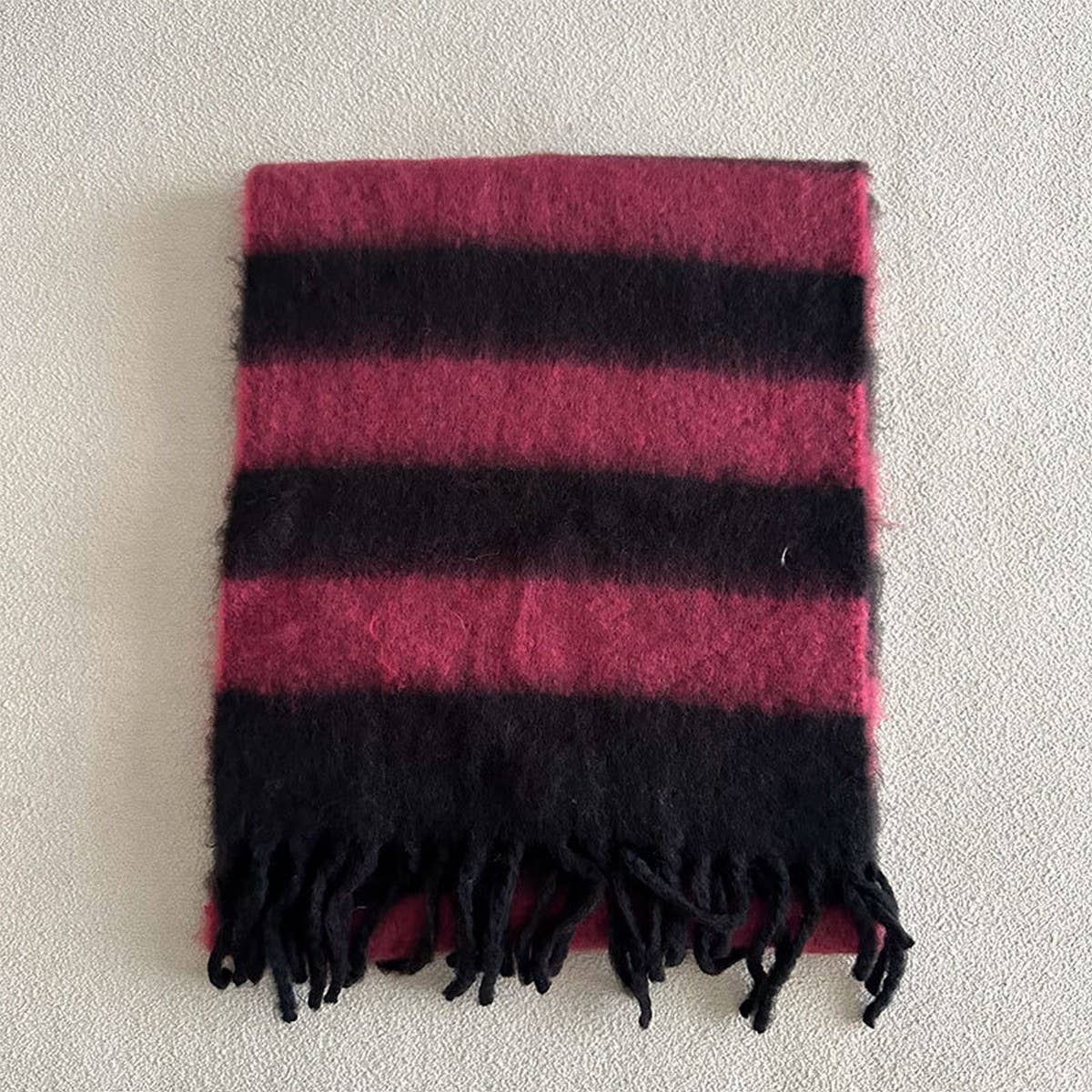 Blue-Brown Stripe Scarf - Thick Winter Wrap_CWASC2332
