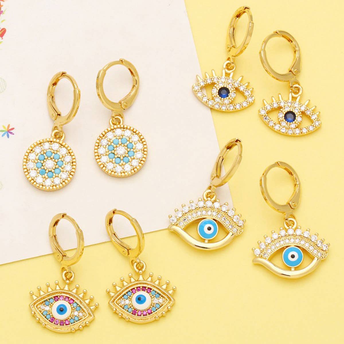 BEADED PEARL EYE DANGLE EARRINGS HYPOALLERGENIC_CWAJE0980