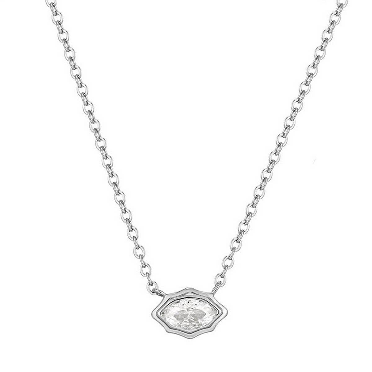 Zirconia Oval Round Pendant Necklace_CWMM5291