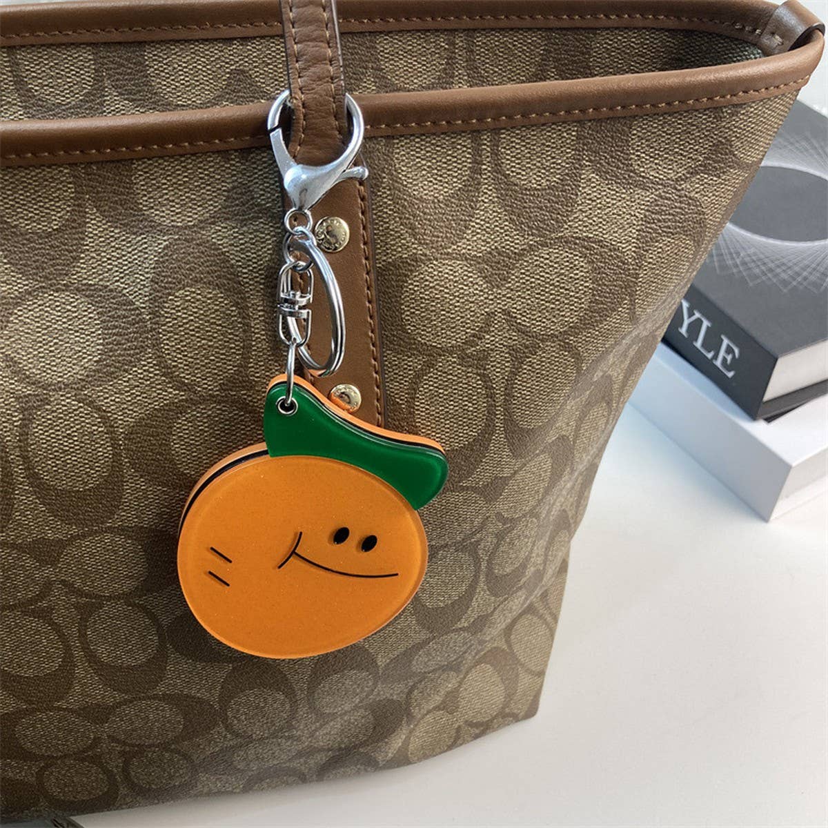 Creative Orange Mirror with Keychain Portable Cute