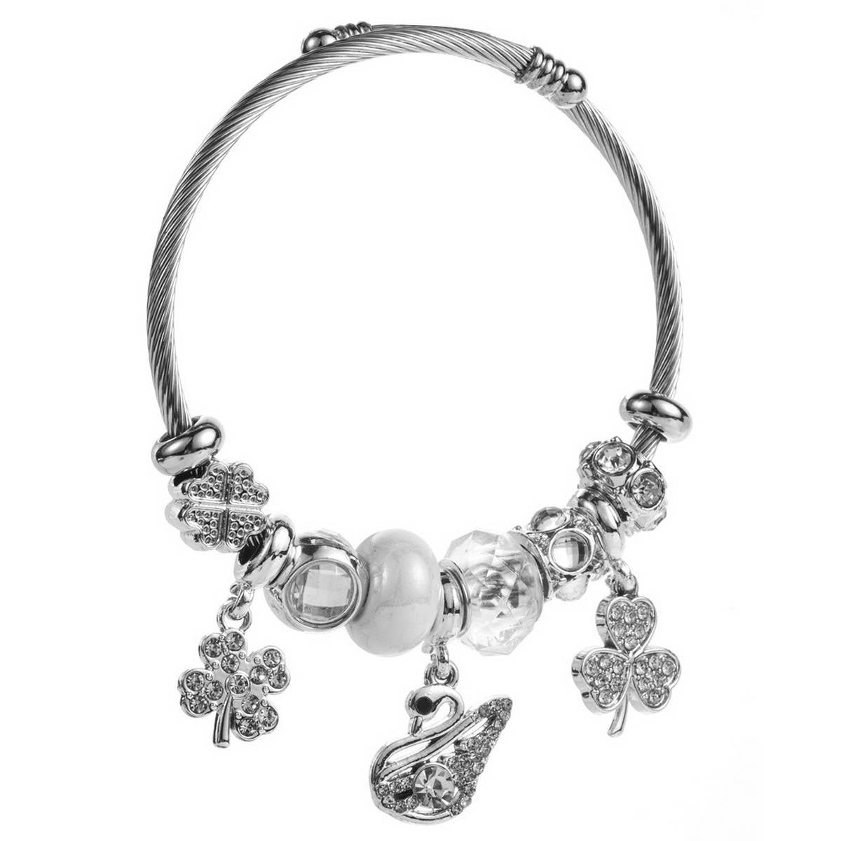 Bear Butterfly Swan Charm Couple Bracelet_CWMM8497