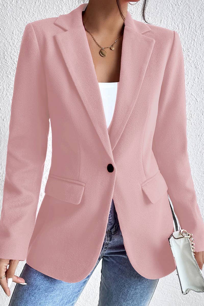 CWOCO00232_SOLID COLOR LAPEL SLIM-FIT TWEED SUIT JACKET