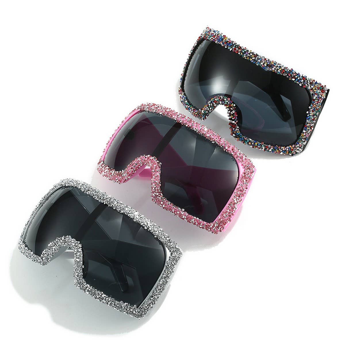 LARGE FRAME MASK LUXURY RHINESTONE SUNGLASSES