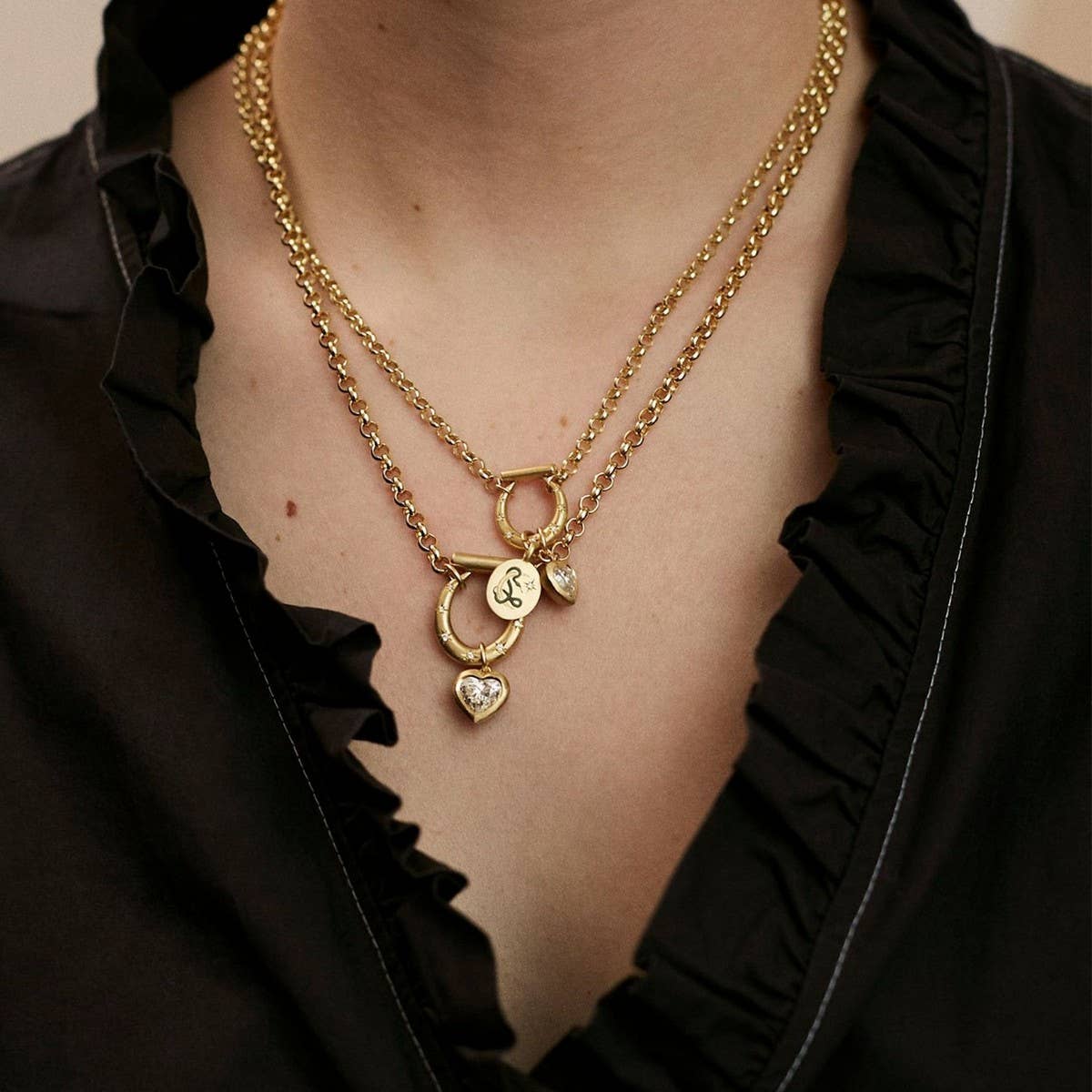 Stainless steel heart necklace with zirconium_CWMM5710