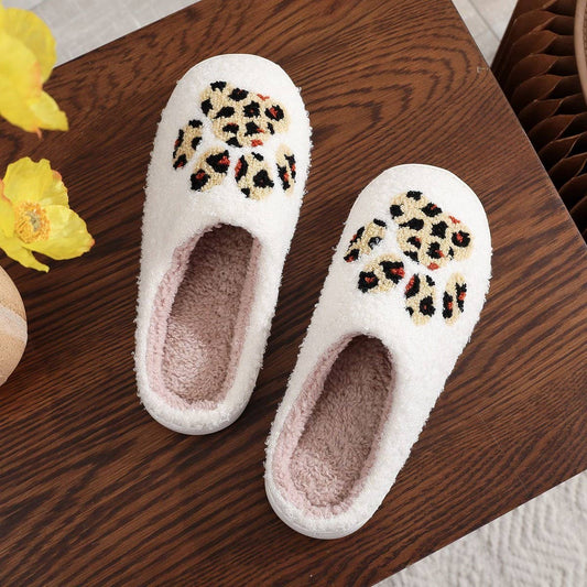 CARTOON LEOPARD PRINT CAT CLAW COTTON SLIPPERS_CWSHS0445