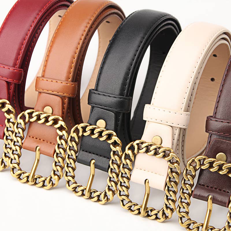 Retro chain buckle trendy women's belt