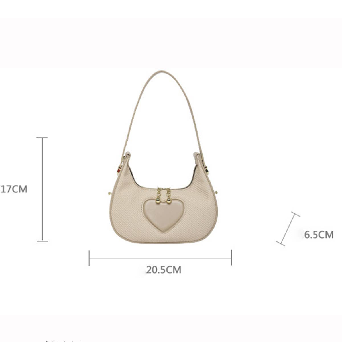 Solid-color simple heart-shaped underarm bag