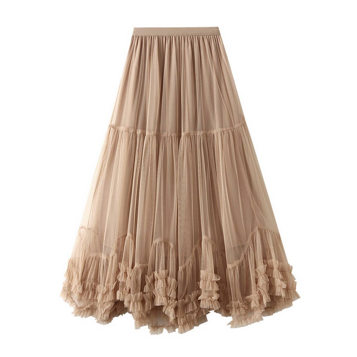 Sweet Ruffle Tulle A-Line Flared Puff Skirt