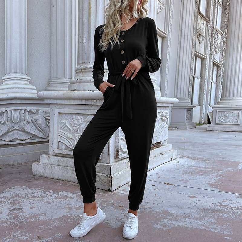 Sports lace-up jumpsuit