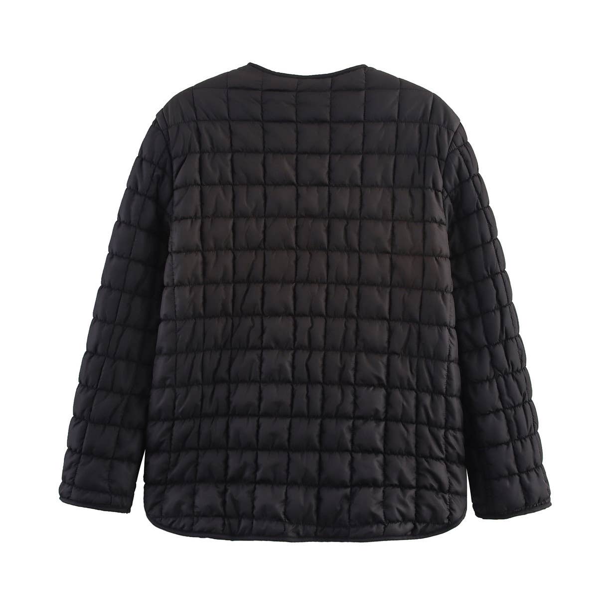 Short textured quilted three-dimensional coat