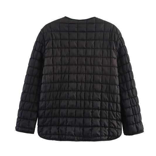 Short textured quilted three-dimensional coat